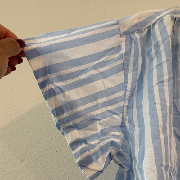 St. John's Bay Blue and White Striped Button Down Shirt - Picture 4 of 6